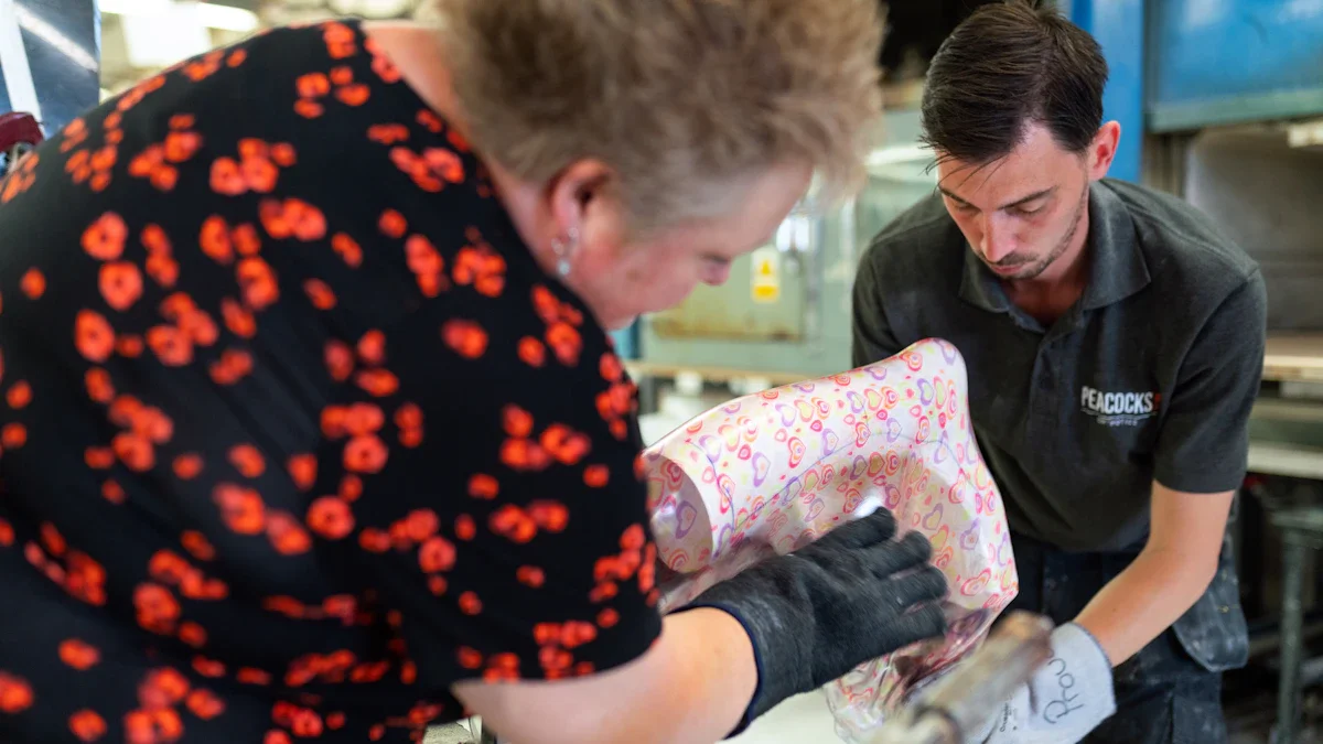Une femme senior participe à un atelier pratique, illustrant les activités proposées par la ville de Saint-Paul.