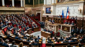Gabriel Attal s'exprime à la tribune de l'hémicycle bondé de l'Assemblée nationale française.