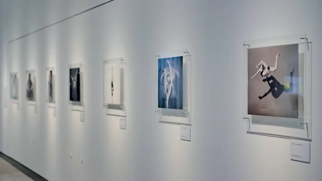 Une galerie d'art contemporain avec plusieurs œuvres encadrées sur un mur blanc.